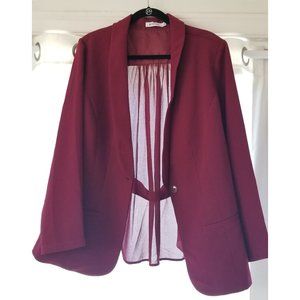 Just Fab Burgundy Sheer Back Blazer 3X